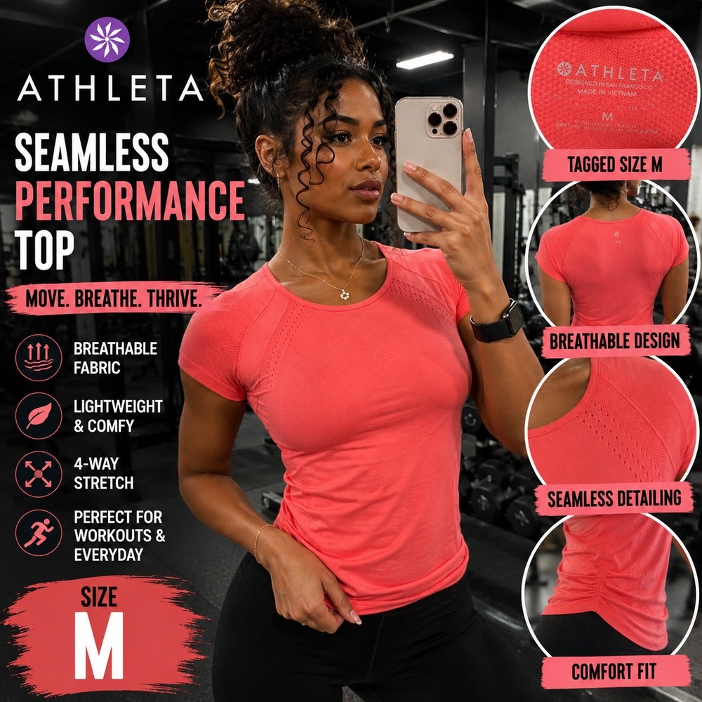 Athleta Women's Athletic Raglan T-Shirt Breathable Stretch Pink M
